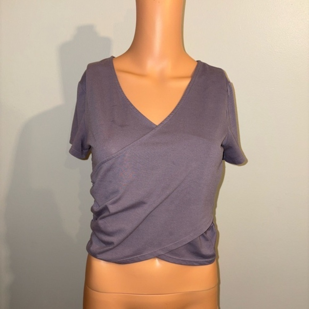 90 Degree By Reflex V-Neck Wrap Top in Purple